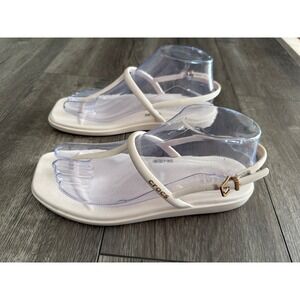 Crocs Miami Thong Strappy Sandal Bone Cream Beige Square Toe Slingback W7